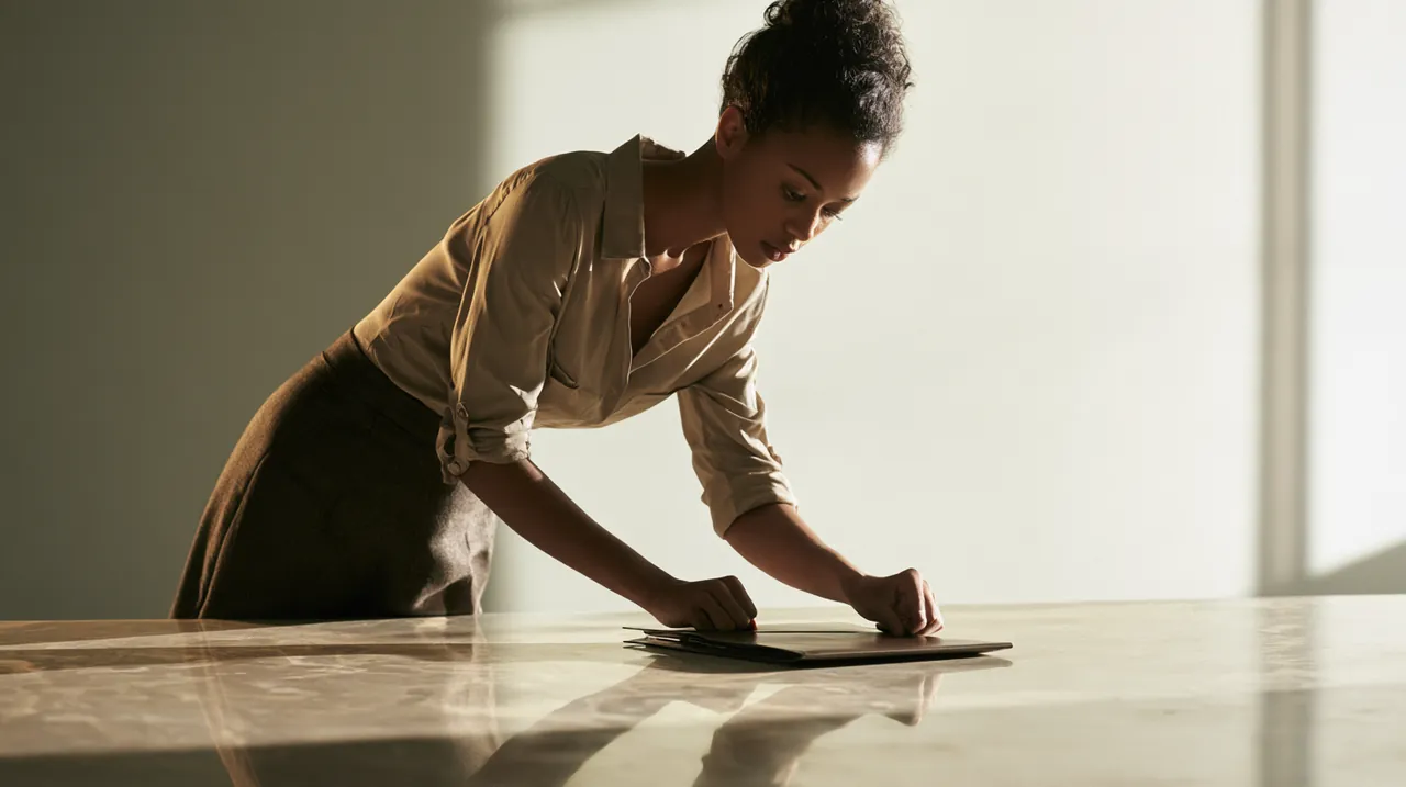 Woman closing a single tidy folio, representing debt consolidation loans
